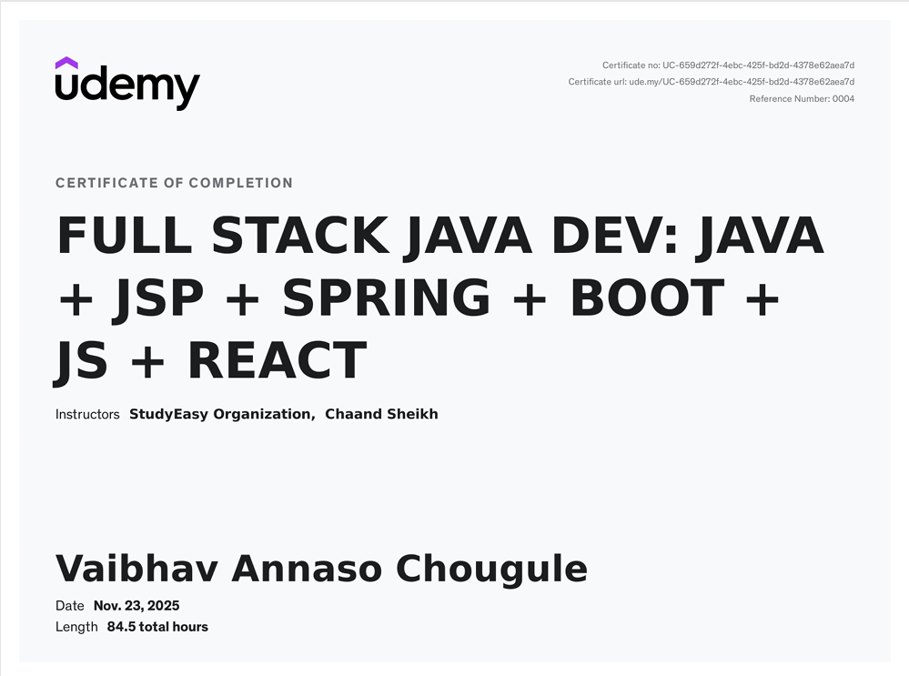 Java Full Stack Development
