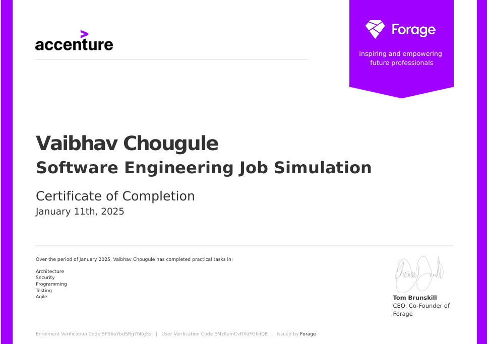 Accenture Software Engineer Job Simulation